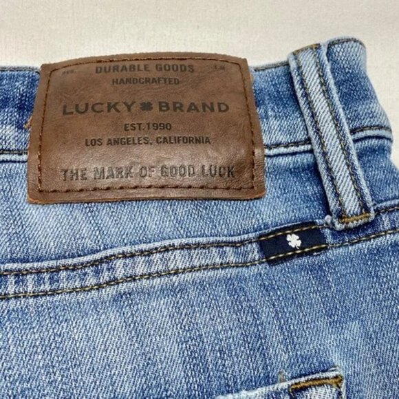 Lucky Brand Jeans 110 Slim Men's 30x32 Blue Light Wash Distressed Stretch Denim - Picture 7 of 16